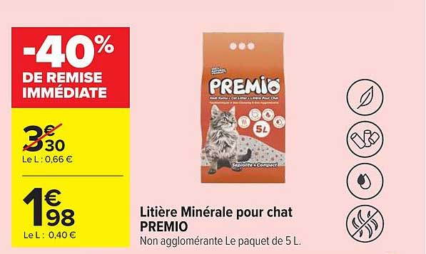 Litière Minérale pour chat PREMIO