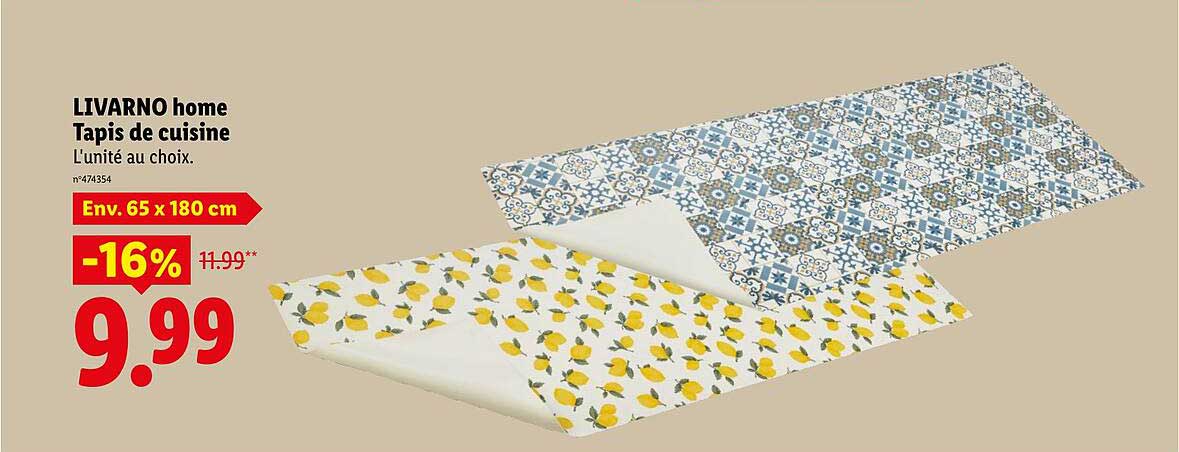 LIVARNO home Tapis de cuisine L’unité au choix.