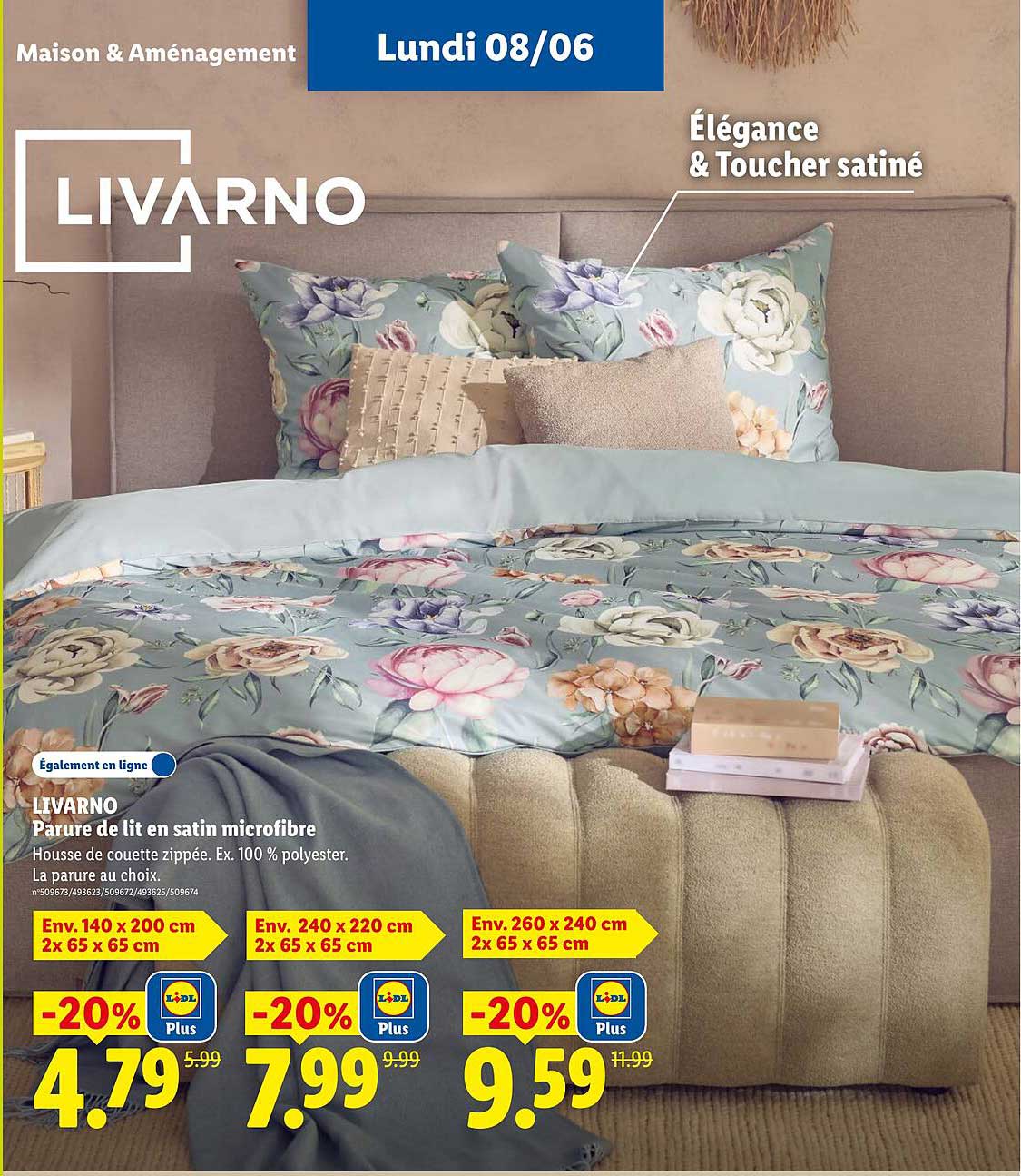 LIVARNO Parure de lit en satin microfibre