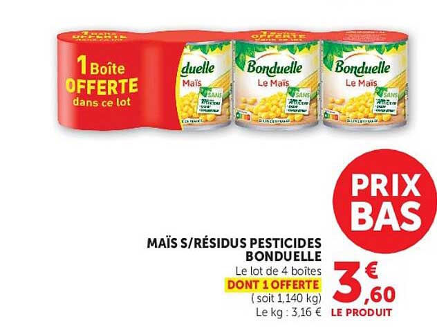 MAÏS S/RÉSIDUS PESTICIDES BONDUELLE