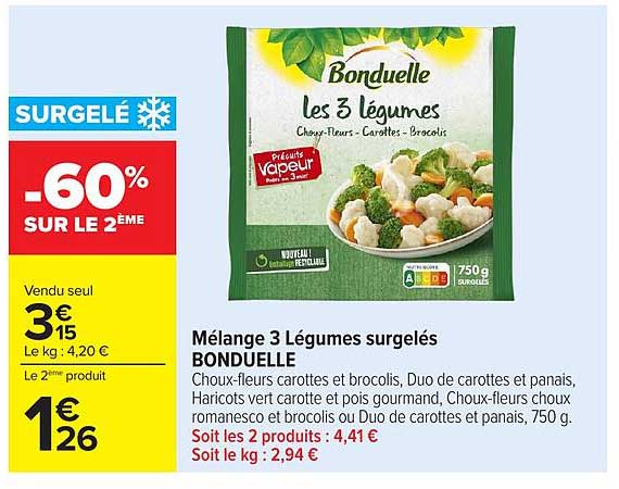 Mélange 3 Légumes surgelés BONDUELLE