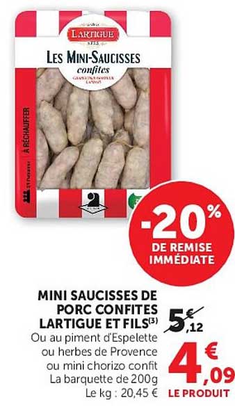 MINI SAUCISSES DE PORC CONFITES LARTIGUE ET FILS