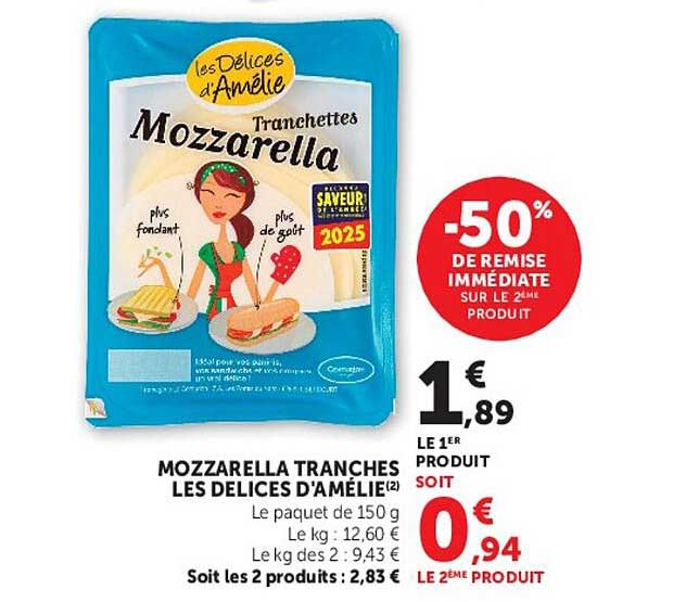 MOZZARELLA TRANCHES LES DELICES D'AMÉLIE
