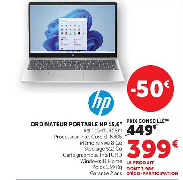 ORDINATEUR PORTABLE HP 15,6"