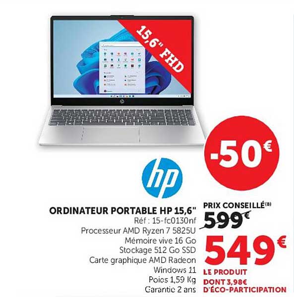 ORDINATEUR PORTABLE HP 15,6"