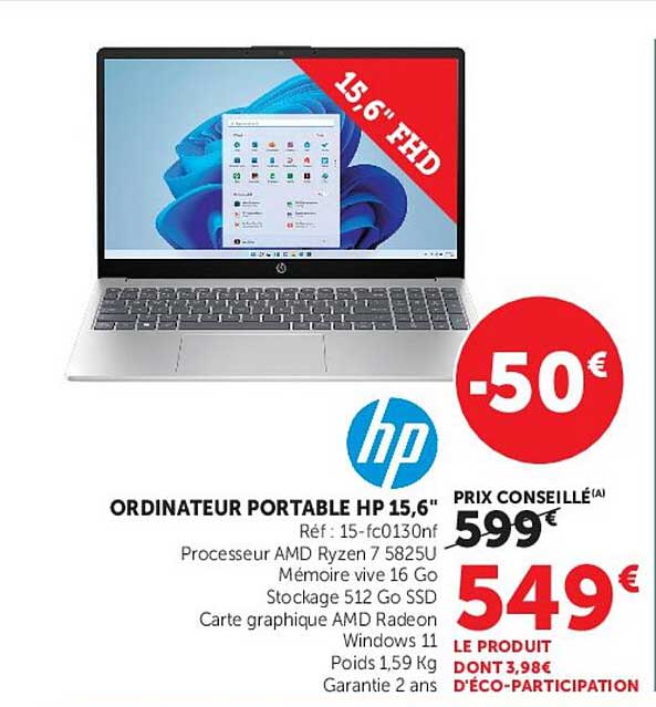 ORDINATEUR PORTABLE HP 15,6"