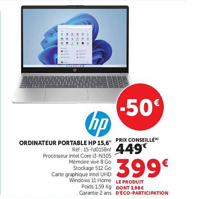 ORDINATEUR PORTABLE HP 15,6"