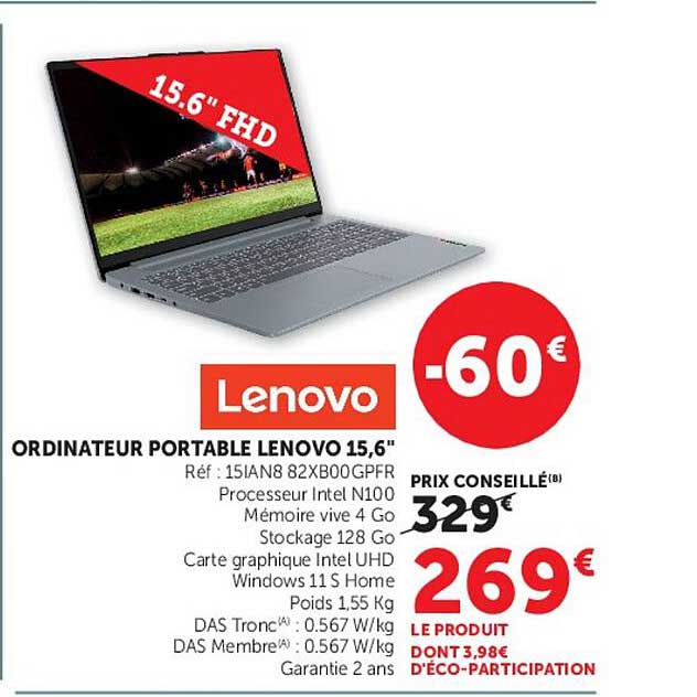 ORDINATEUR PORTABLE LENOVO 15,6"