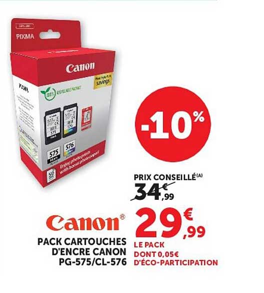PACK CARTOUCHES D'ENCRE CANON PG-575/CL-576
