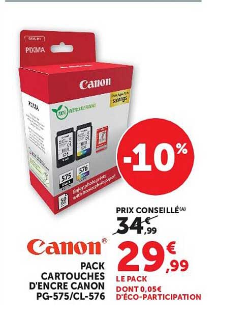 PACK CARTOUCHES D'ENCRE CANON PG-575/CL-576