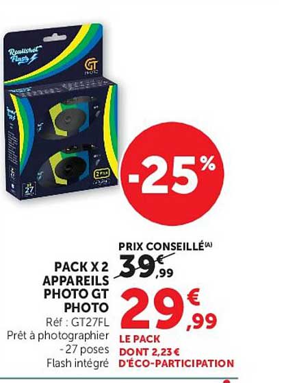 PACK X 2 APPAREILS PHOTO GT PHOTO