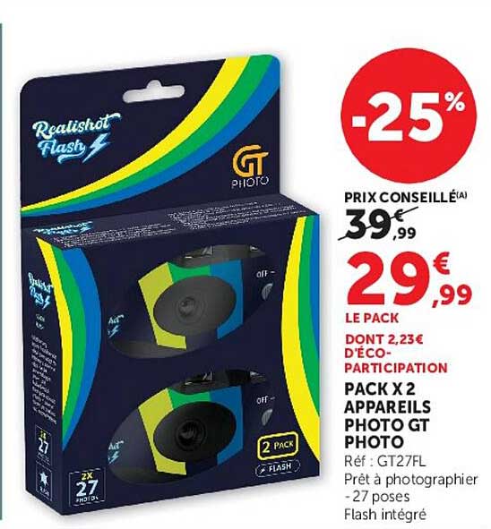 PACK X 2 APPAREILS PHOTO GT PHOTO