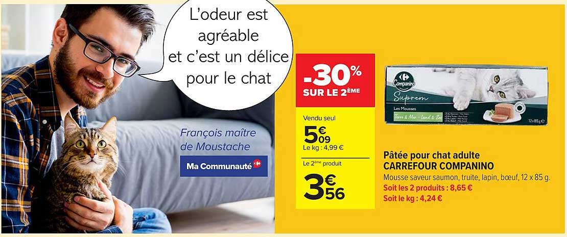 Pâtée pour chat adulte CARREFOUR COMPANINO