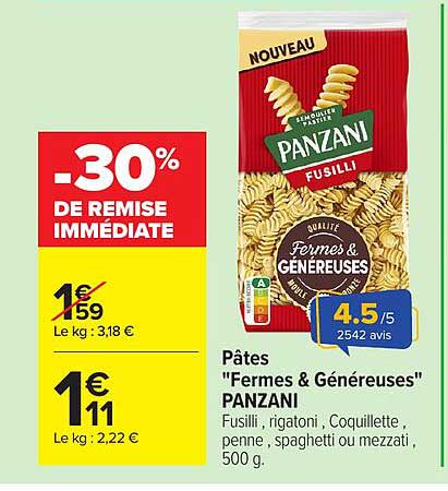 Pâtes "Fermes & Généreuses" PANZANI