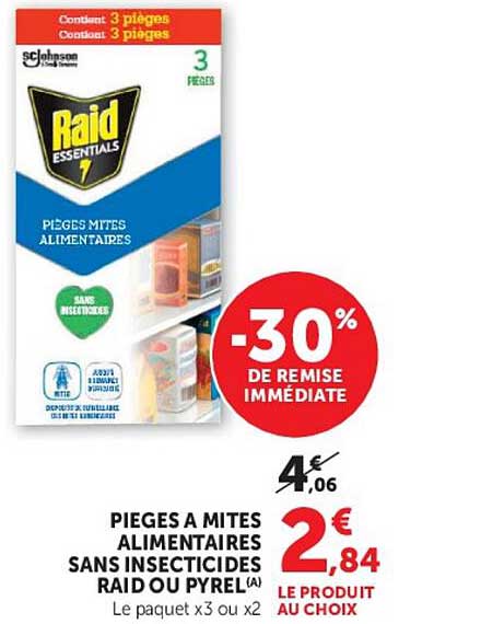 PIÈGES À MITES ALIMENTAIRES SANS INSECTICIDES RAID OU PYREL(A)