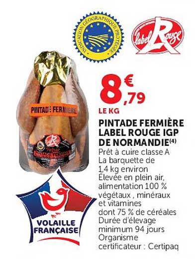 PINTADE FERMIÈRE LABEL ROUGE IGP DE NORMANDIE