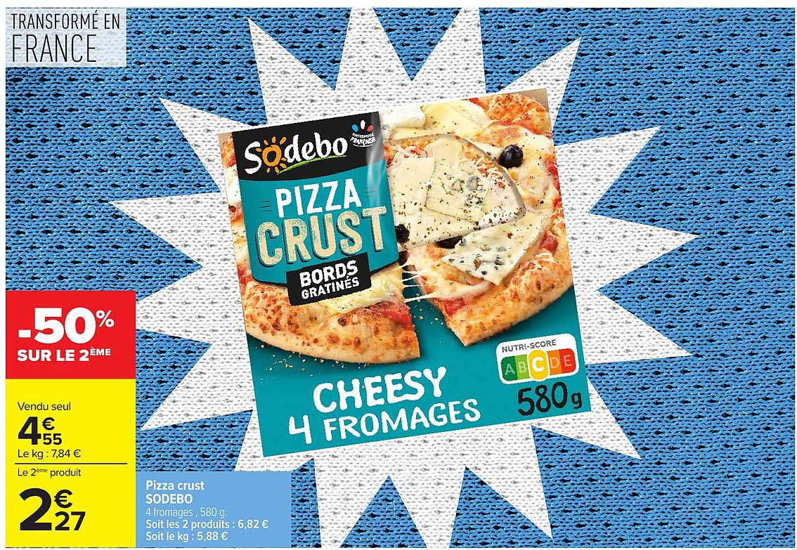 Pizza crust Sodebo 4 fromages, 580 g