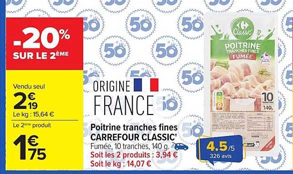 POITRINE TRANCHES FINES FUMÉE