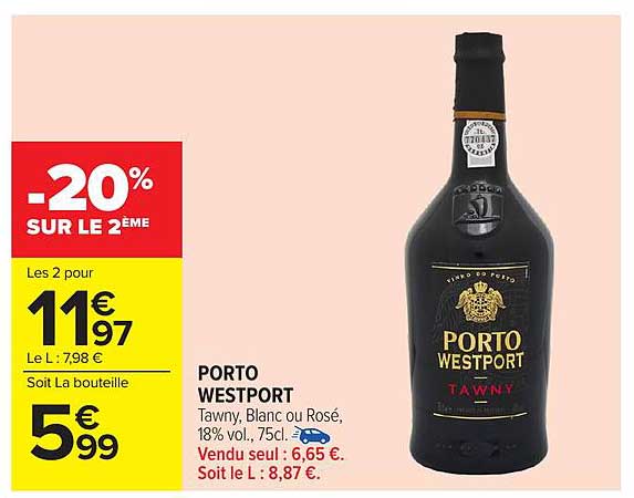 PORTO WESTPORT Tawny, Blanc ou Rosé, 18% vol., 75cl