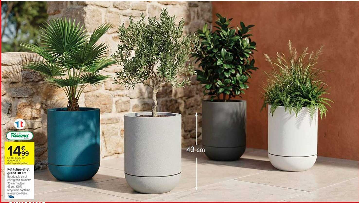 Pot tulipe effet granit 30 cm