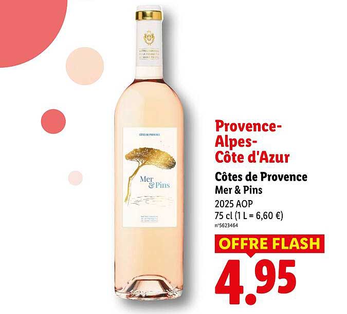 Provence-Alpes-Côte d'Azur Côtes de Provence Mer & Pins 2025 AOP 75 cl (1 L = 6,60 €) OFFRE FLASH