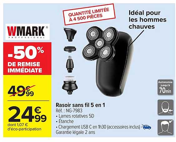 Rasoir sans fil 5 en 1