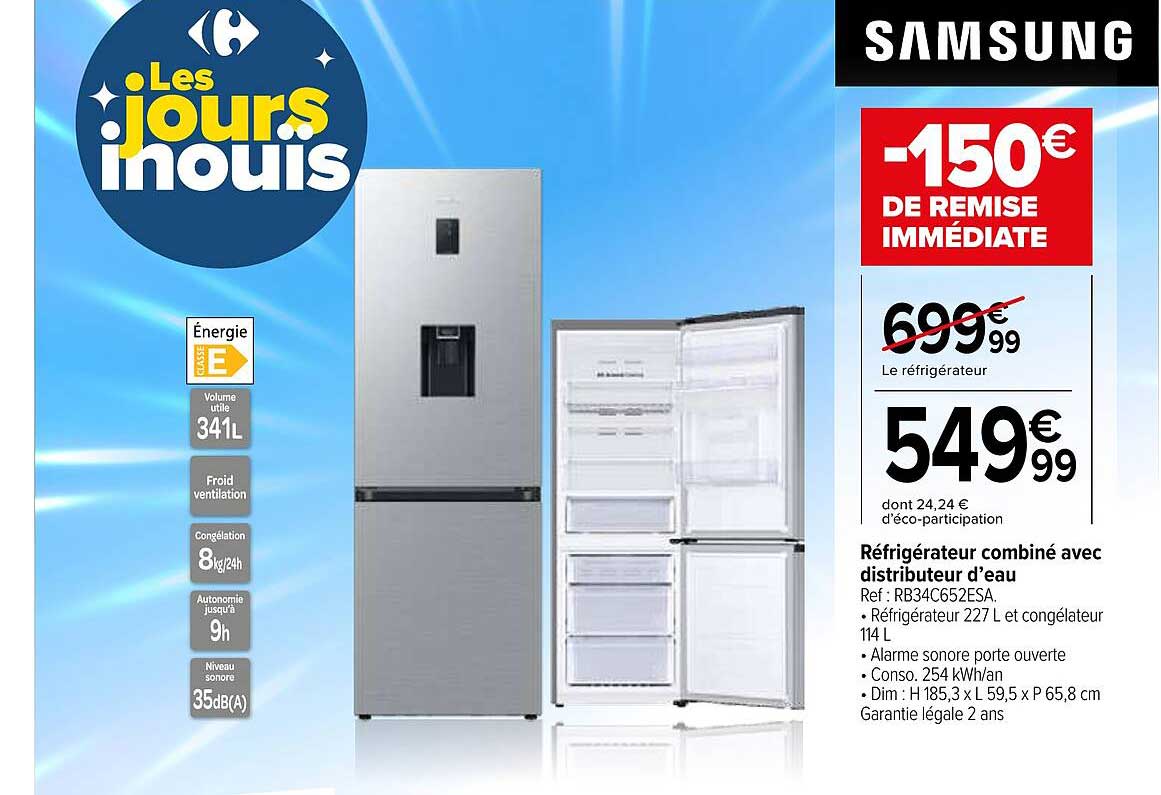 Réfrigérateur combiné avec distributeur d’eau