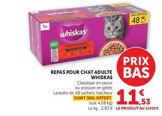 REPAS POUR CHAT ADULTE WHISKAS