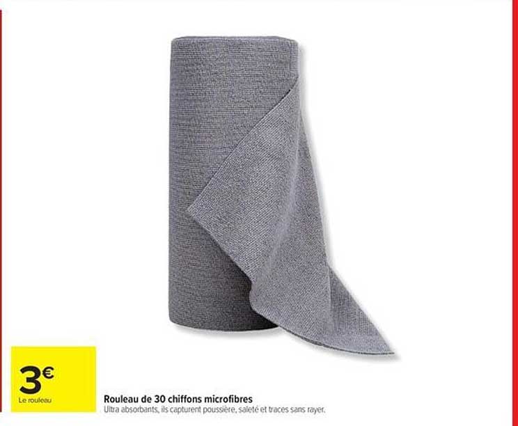 Rouleau de 30 chiffons microfibres