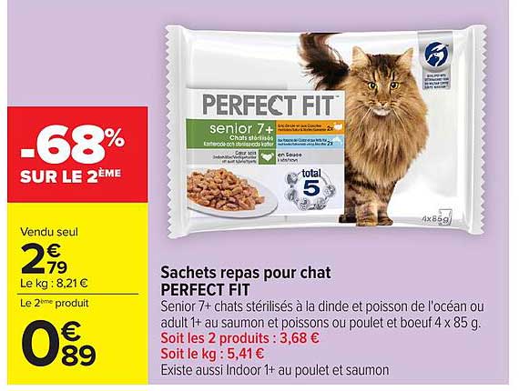 Sachets repas pour chat PERFECT FIT