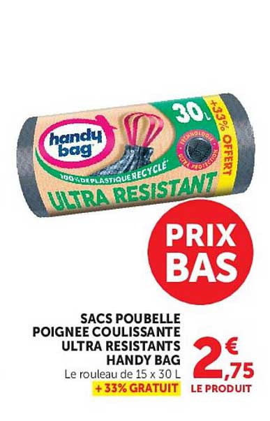 SACS POUBELLE POIGNEE COULISSANTE ULTRA RESISTANTS HANDY BAG