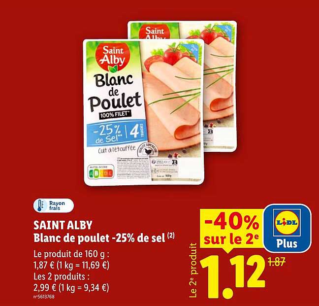 SAINT ALBY Blanc de poulet -25% de sel