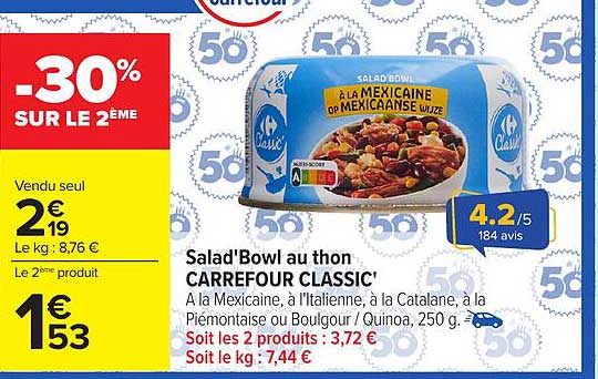 Salad'Bow au thon CARREFOUR CLASSIC'