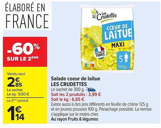Salade coeur de laitue LES CRUDDETTES