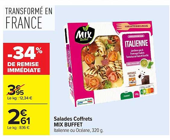 Salades Coffrets MIX BUFFET Italienne ou Océane, 320 g.