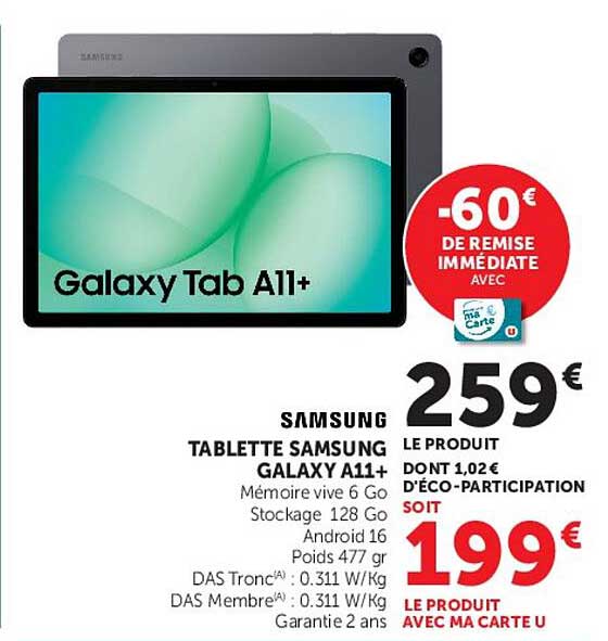 SAMSUNG TABLETTE SAMSUNG GALAXY A11+
