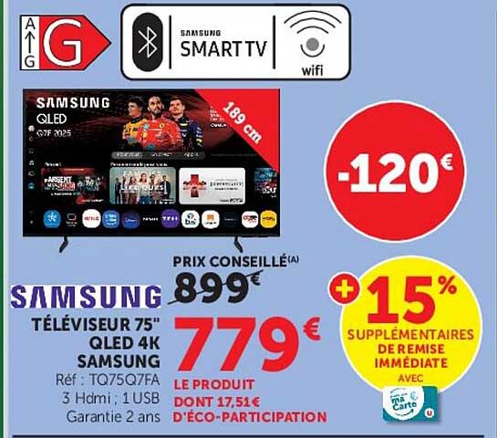 SAMSUNG TÉLÉVISEUR 75" QLED 4K SAMSUNG