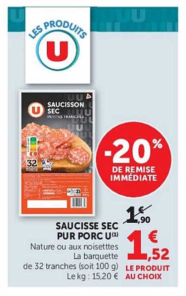 SAUCISSE SEC PUR PORC U(1)