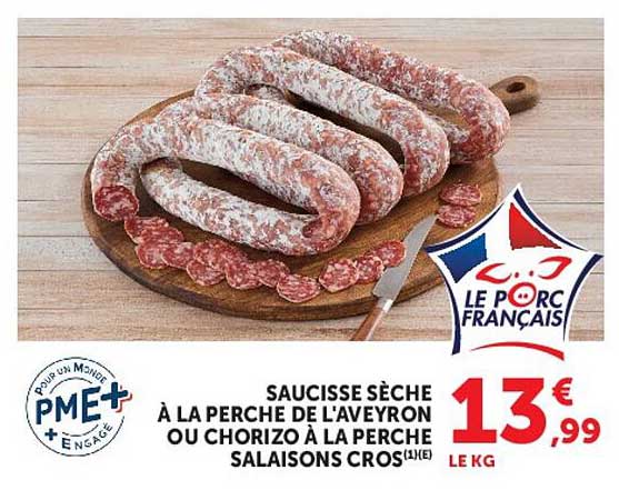 SAUCISSE SÈCHE À LA PERCHE DE L'AVEYRON OU CHORIZO À LA PERCHE SALAISONS CROS (1) (E)
