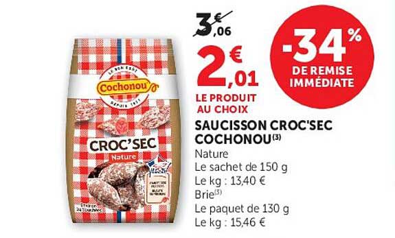 SAUCISSON CROC'SEC COCHONOU