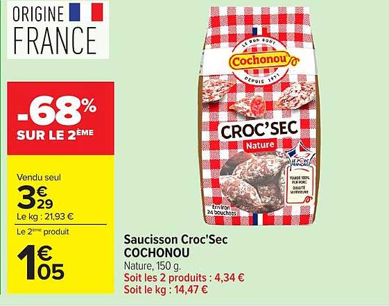 Saucisson Croc'Sec COCHONOU
