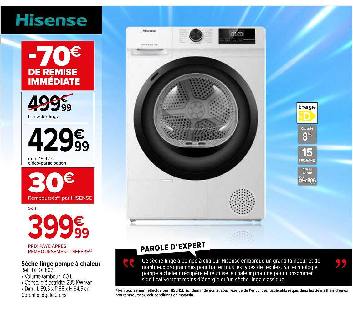 Sèche-linge pompe à chaleur Hisense