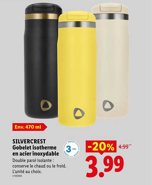 SILVERCREST Gobelet isotherme en acier inoxydable