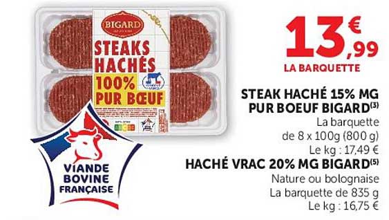 STEAK HACHÉ 15% MG PUR BOEUF BIGARD(3)