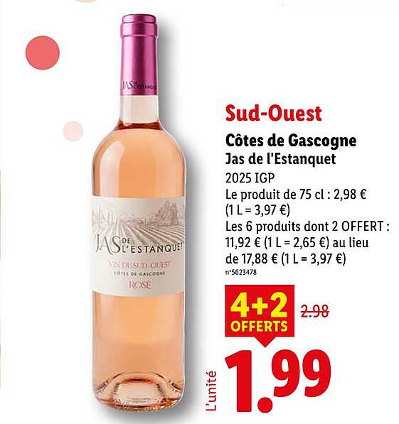 Sud-Ouest Côtes de Gascogne Jas de l'Estaquet 2025 IGP