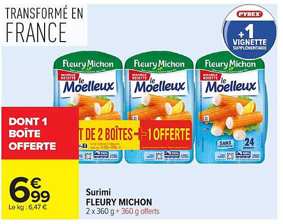 Surimi FLEURY MICHON 2 x 360 g + 360 g offerts
