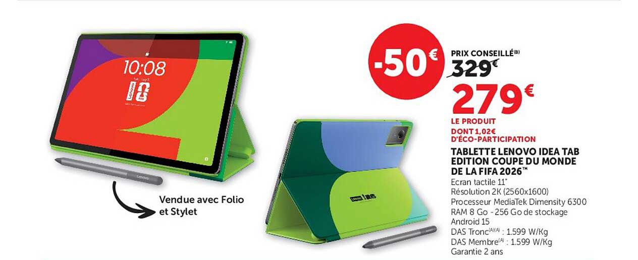 TABLETTE LENOVO IDEA TAB EDITION COUPE DU MONDE DE LA FIFA 2026™
