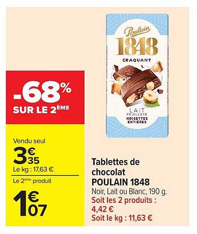 Tablettes de chocolat POULAIN 1848