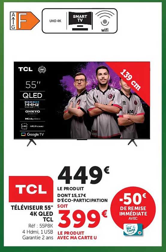 TÉLÉVISEUR 55" 4K QLED TCL