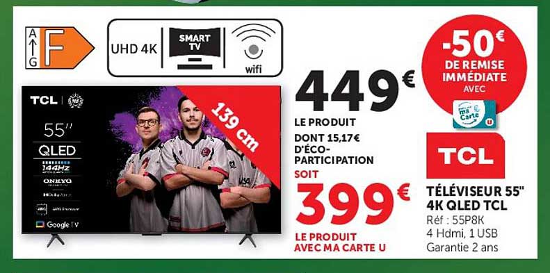 TÉLÉVISEUR 55" 4K QLED TCL